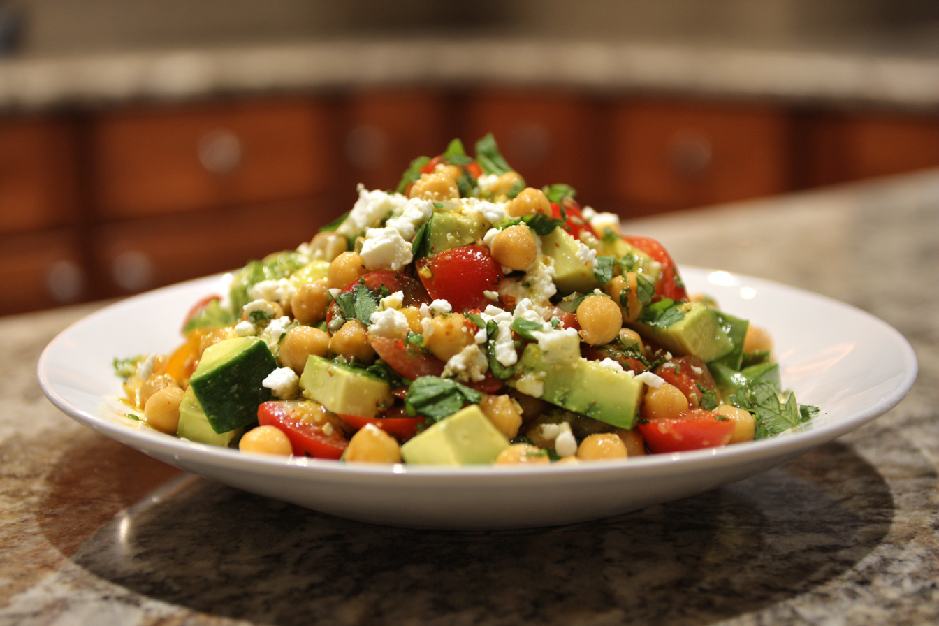 Mediterranean Chickpea Salad with Creamy Avocado & Tangy Feta