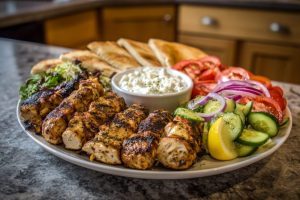 Greek Chicken Souvlaki Grazing Board with Whipped Feta
