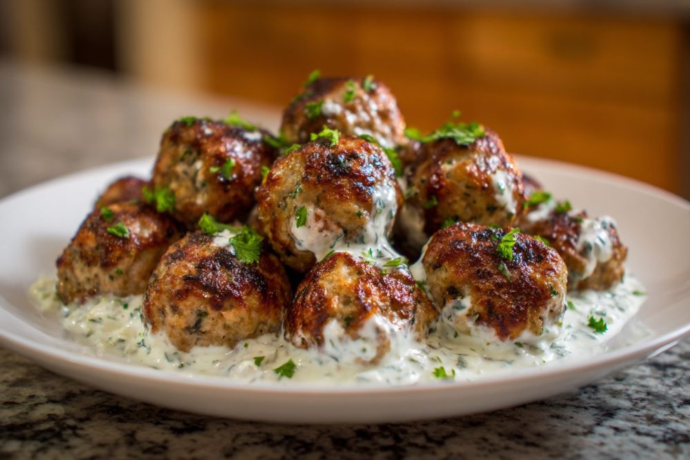 Mediterranean Marvel: Juicy Greek Turkey Meatballs with Zesty Tzatziki
