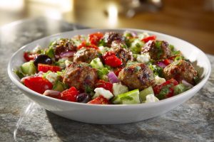 Mediterranean Meatball & Veggie Bowls with Zesty Feta Dressing