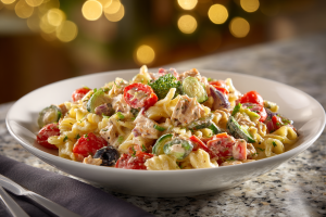 Mediterranean Tuna Pasta Salad with Zesty Lemon Dressing