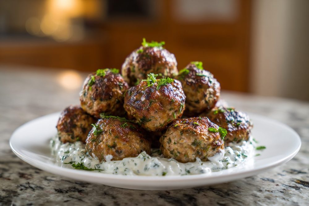 Mediterranean Turkey Meatball Bowls with Creamy Tzatziki