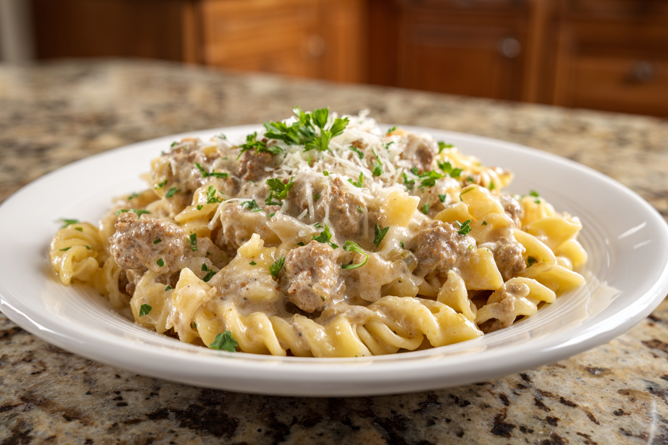 One-Pan Creamy Cheesy Beef Pasta Skillet: Your Weeknight High-Protein Hero!
