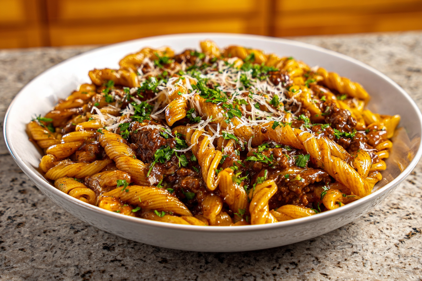 One-Pan Creamy Cheesy Beef Pasta Skillet: Your Weeknight High-Protein Hero!