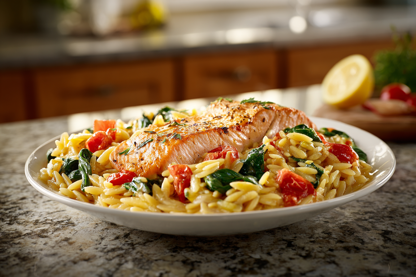 One-Pan Lemon Orzo Salmon with Spinach: Your New Favorite Mediterranean Meal