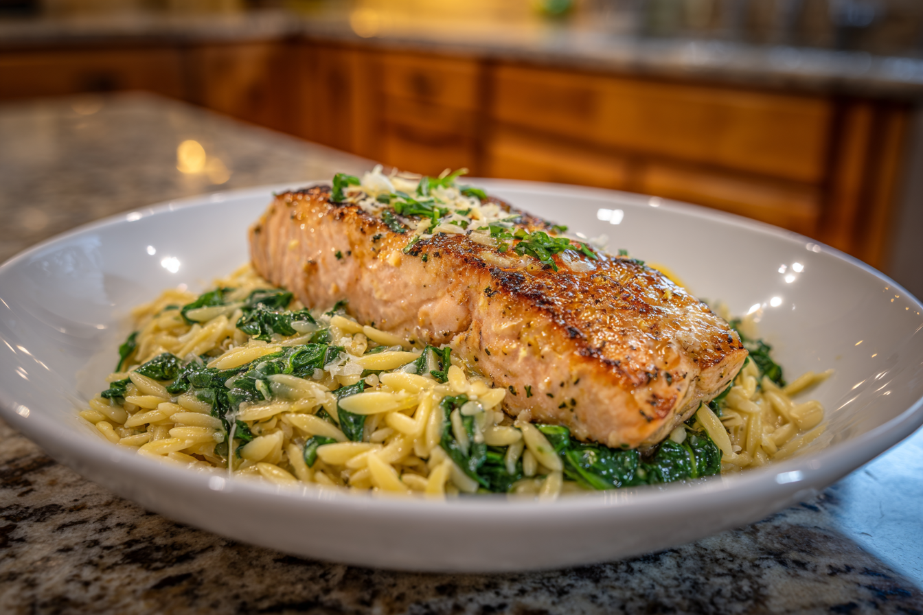 One-Pan Lemon Orzo Salmon with Spinach: Your New Favorite Mediterranean Meal