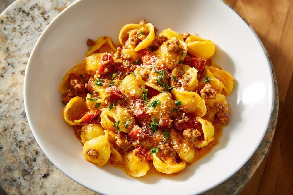 One-Pan Skillet Pasta: Easy Beef & Cheese Weeknight Wonder for Two