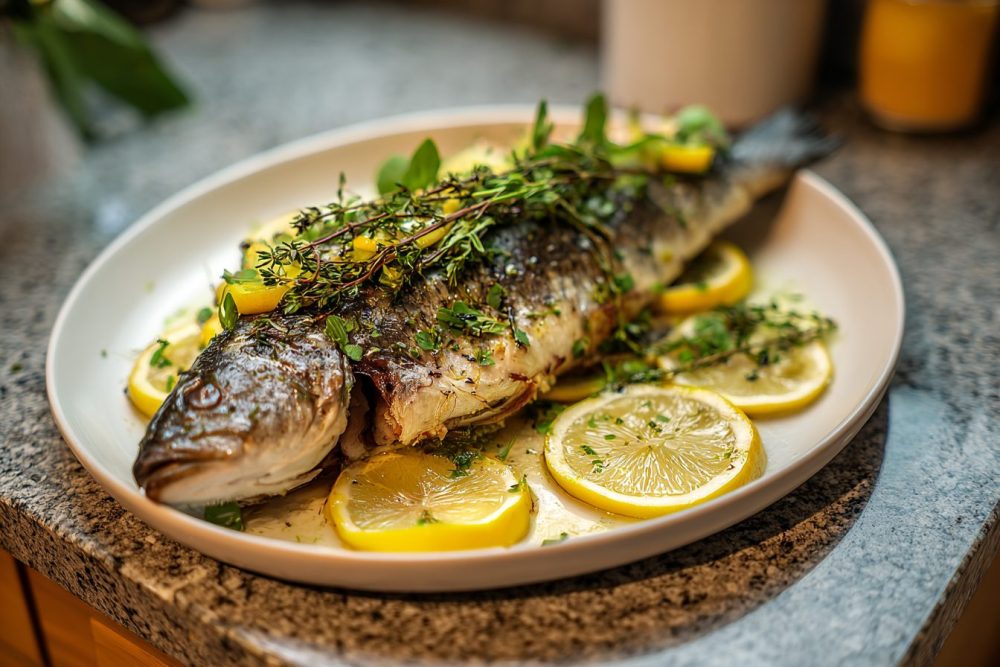 Pan-Roasted Lemon Thyme Sea Bass with Fresh Herbs