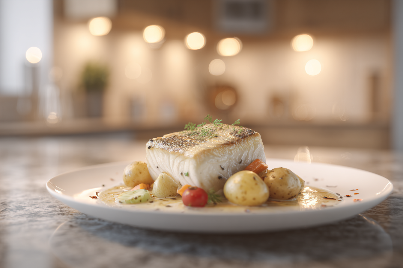 Pan-Seared White Fish with Roasted Potatoes and Carrots