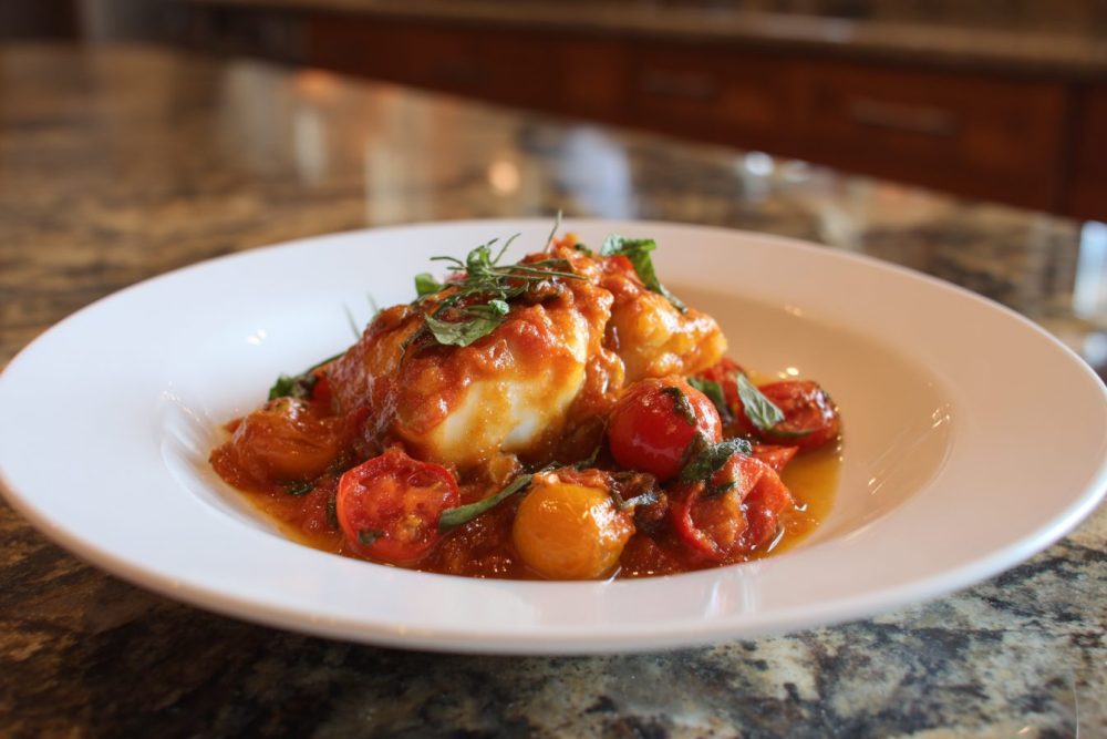 Quick & Zesty Mediterranean Cod: Flaky Fish in a Vibrant Tomato-Basil Sauce