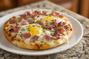 Hearty English Muffin Breakfast Pizza with Sawmill Gravy