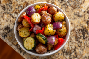Garlic Herb Roasted Potatoes, Carrots, and Broccoli