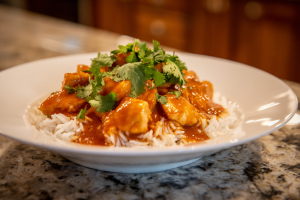 Saucy Chicken and Rice Bowls with Fresh Cilantro