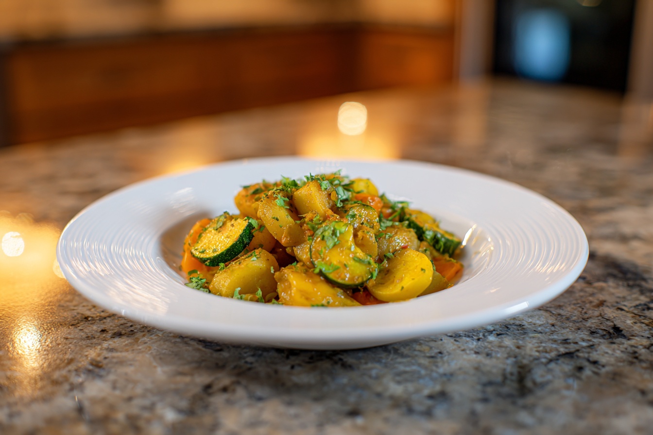Savoring Simplicity: A Rustic Skillet of Zucchini, Potatoes, and Carrots