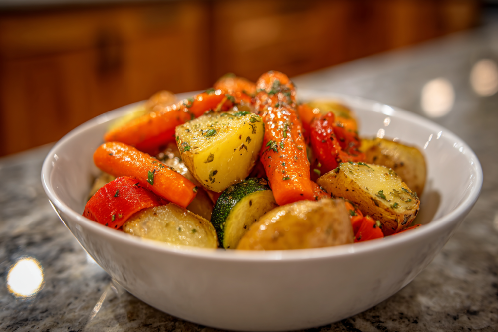 Sheet Pan Garlic Herb Roasted Veggies: Potatoes, Carrots & Zucchini