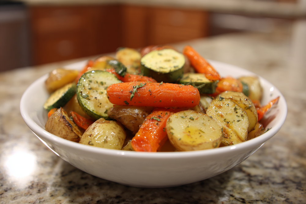 Sheet Pan Garlic Herb Roasted Veggies: Potatoes, Carrots & Zucchini