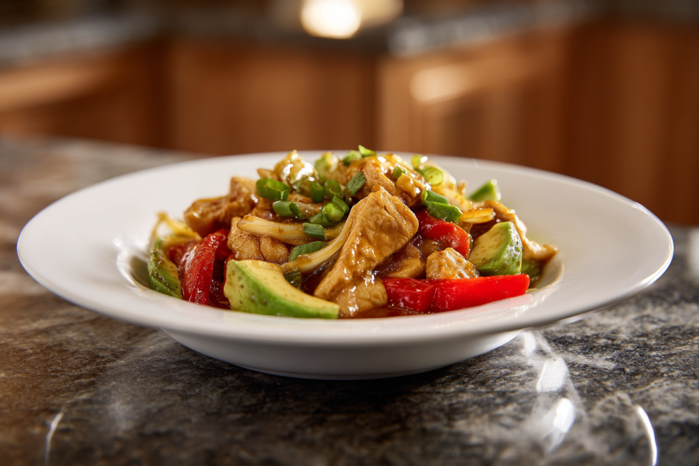 Sizzling Chicken Fajita Skillet with Sweet Peppers & Creamy Avocado