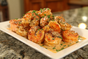 Cajun Shrimp and Salmon with Garlic Cream Sauce