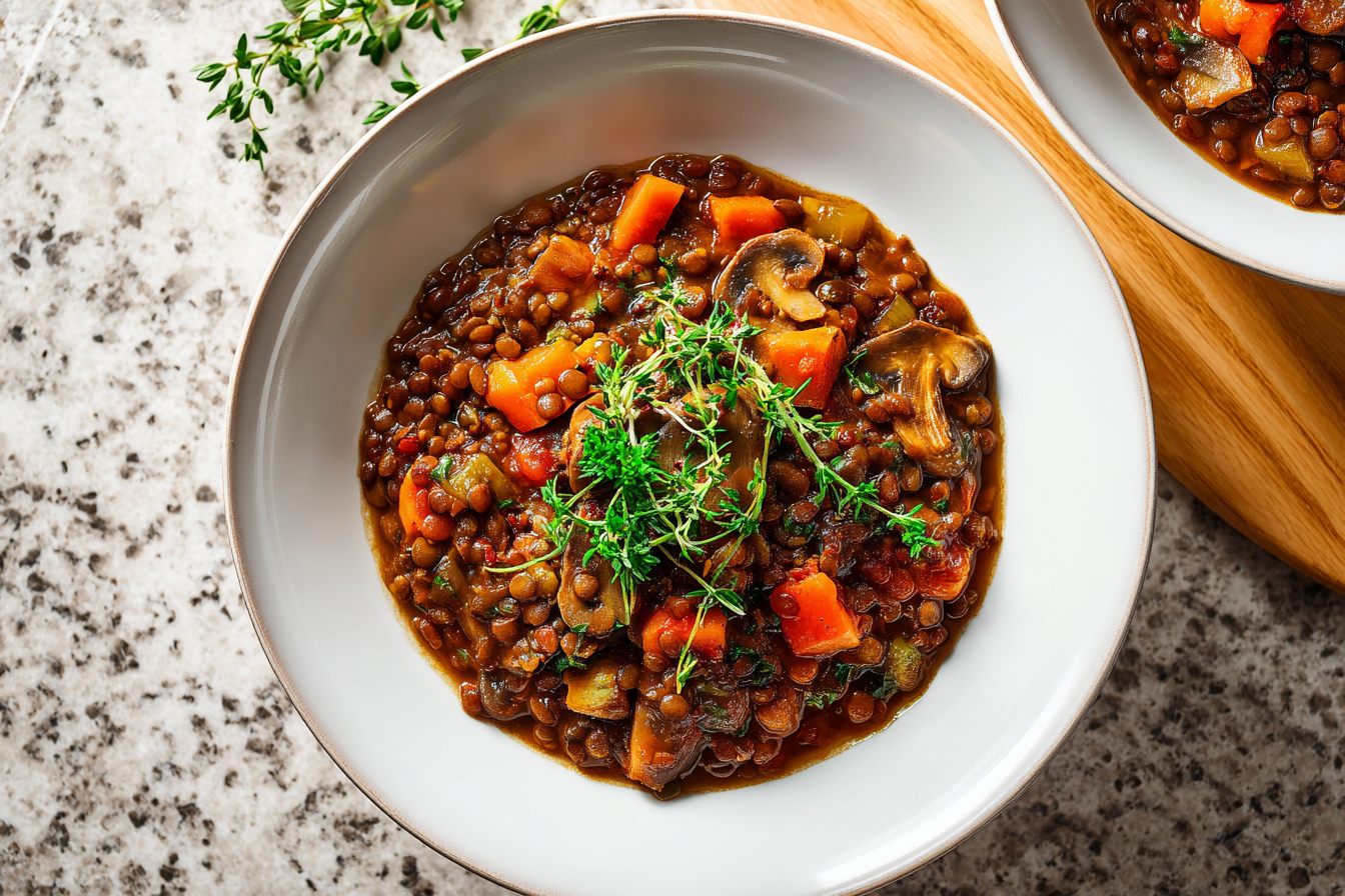 The Coziest Vegan Lentil Mushroom Stew for Your Soul