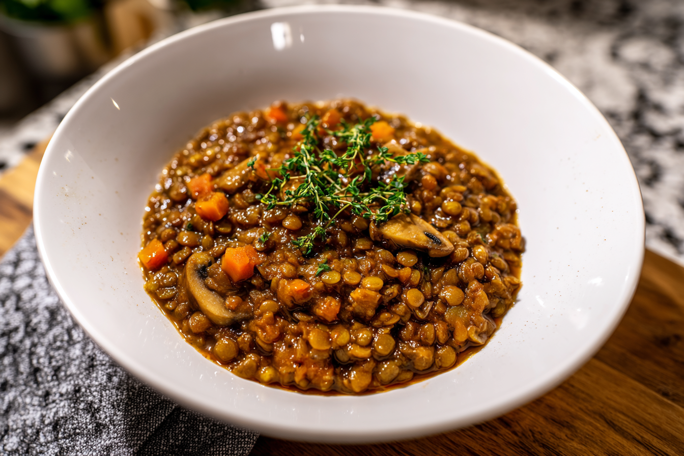 The Coziest Vegan Lentil Mushroom Stew for Your Soul