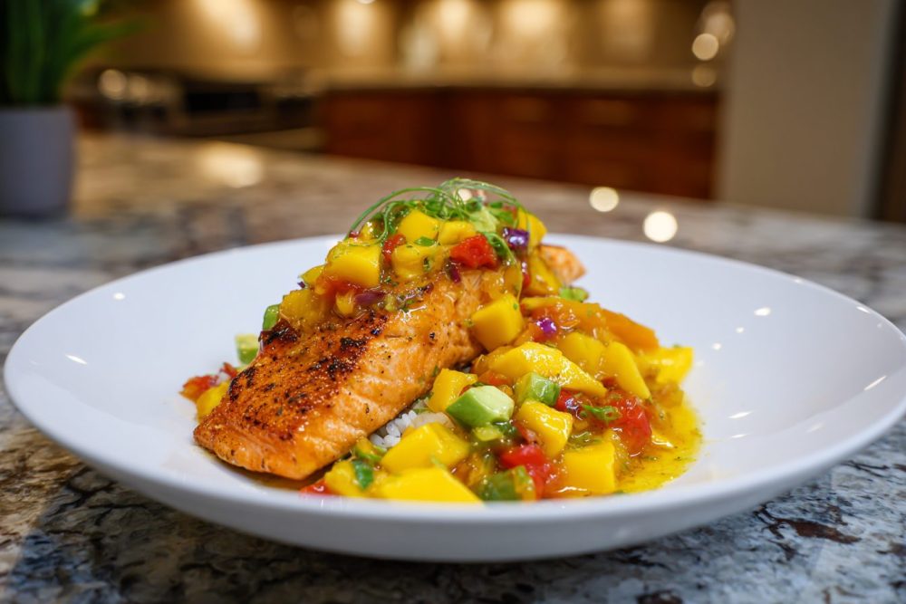 Tropical Grilled Salmon with Zesty Lime Marinade and Creamy Coconut Rice