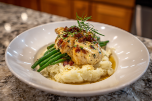 Ultimate Creamy Garlic Chicken with Dreamy Mashed Potatoes and Green Beans