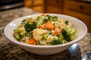 Vibrant Veggie Power Bowl with Roasted Broccoli, Cauliflower, and Carrots
