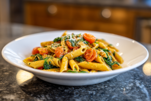 Speedy Spinach Tomato Pasta