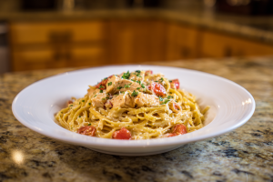 Creamy Greek Yogurt Garlic Parmesan Pasta with Chicken