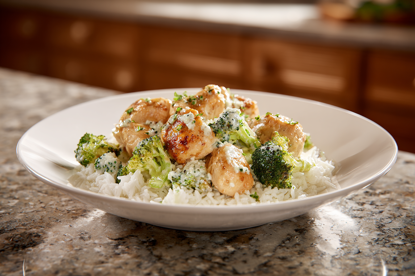 Your New Go-To: Savory High Protein Chicken, Broccoli, & Rice Bowl