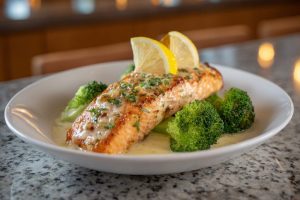 Zesty Herb Grilled Salmon (Olive Garden-Inspired) with Lemon-Garlic Broccoli