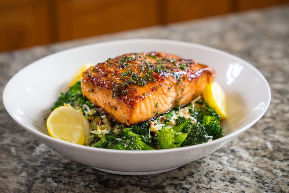 Zesty Herb Grilled Salmon (Olive Garden-Inspired) with Lemon-Garlic Broccoli