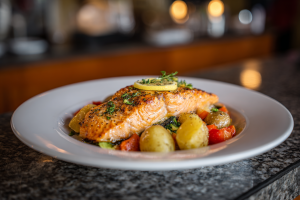 Zesty Lemon Grilled Salmon with Roasted Vegetables