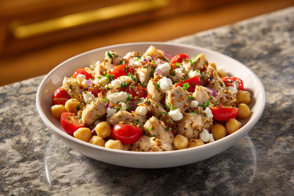 Zesty Lemon-Herb Chicken & Chickpea Bowls with Creamy Feta