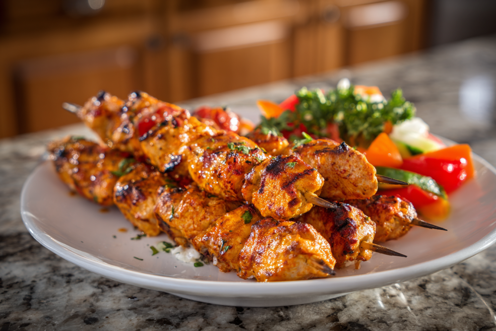 Zesty Lemon-Herb Grilled Chicken Skewers with Creamy Feta Dip