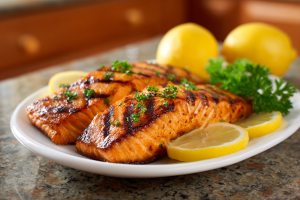 Zesty Lemon Herb Grilled Salmon with a Kick