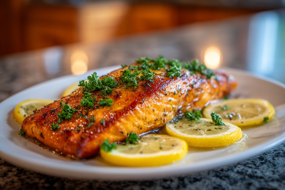 Zesty Lemon Herb Grilled Salmon with a Kick