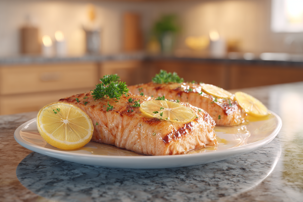 Zesty Lemon Herb Grilled Salmon with a Kick