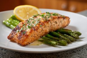 Zesty Lemon-Herb Grilled Salmon with Tender Asparagus Spears