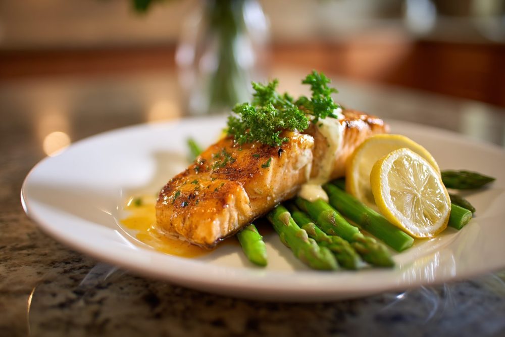 Zesty Lemon-Herb Grilled Salmon with Tender Asparagus Spears