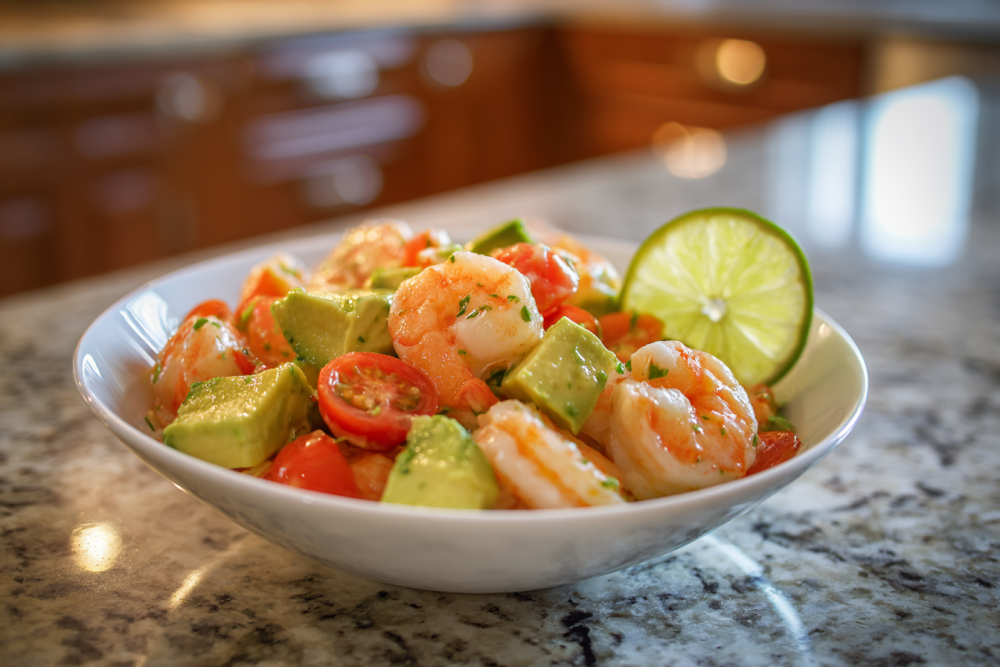 Zesty Shrimp, Avocado, and Tomato Salad with Lime Dressing