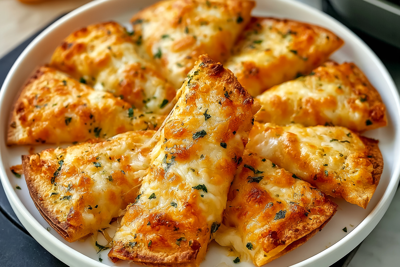 Air Fryer Cheesy Tortilla Garlic Bread – Quick Snack