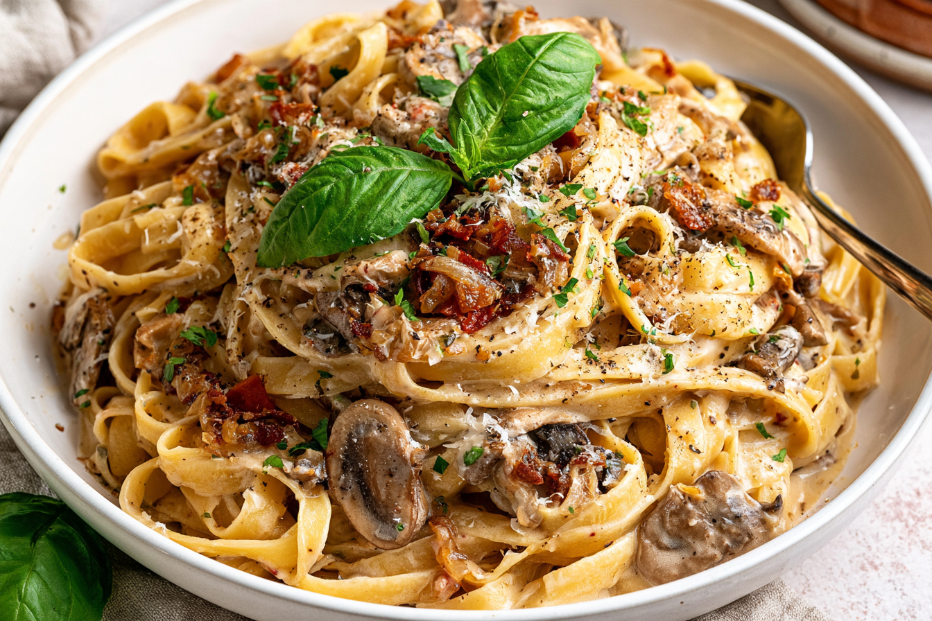 Creamy Garlic Parmesan Pasta with Seared Chicken
