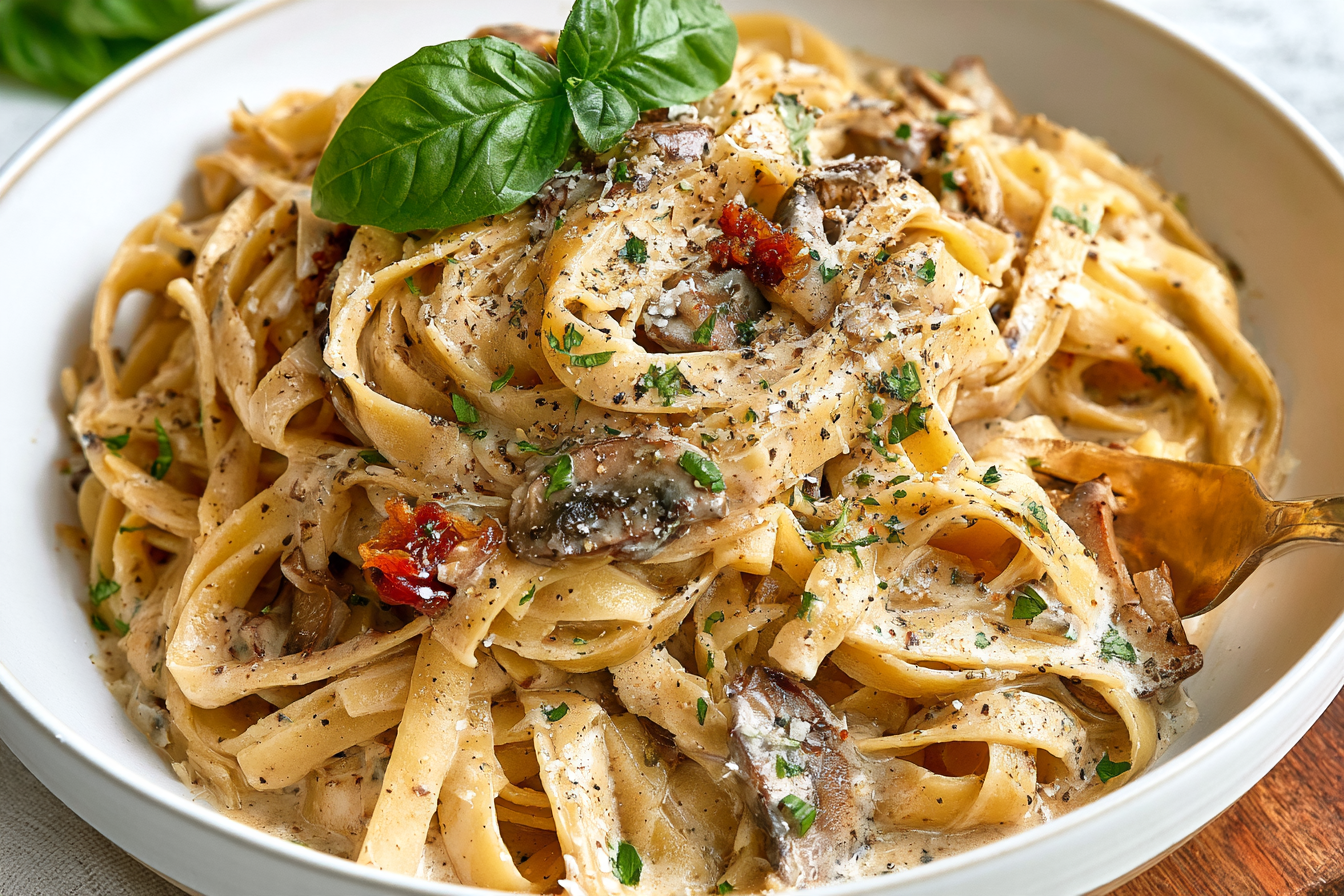 Creamy Garlic Parmesan Pasta with Seared Chicken