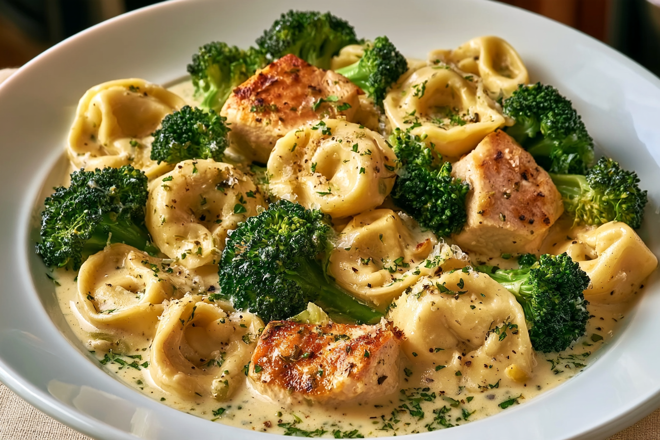 Creamy Garlic Parmesan Tortellini with Chicken and Broccoli
