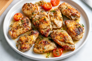 Crispy Lemon-Herb Air Fryer Chicken Thighs