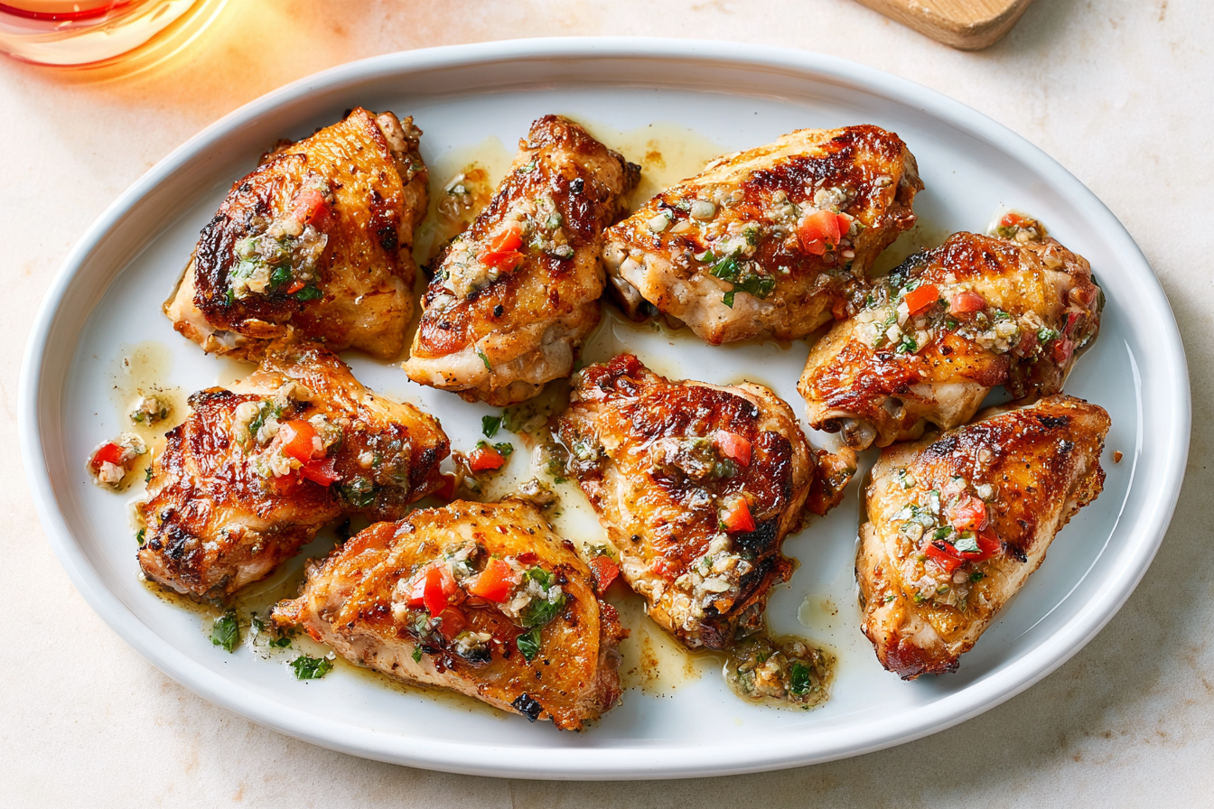 Crispy Lemon-Herb Air Fryer Chicken Thighs