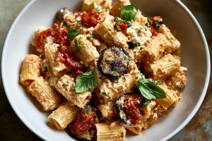 Eggplant Sun-Dried Tomato Ricotta Pasta