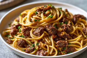 Garlic Butter Beef Pasta