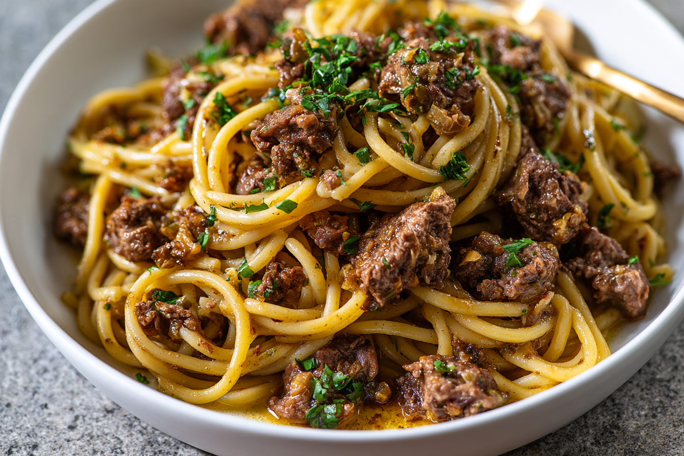Garlic Butter Beef Pasta